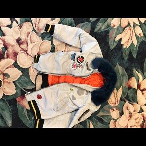 Zara bomber jacket with blue fur